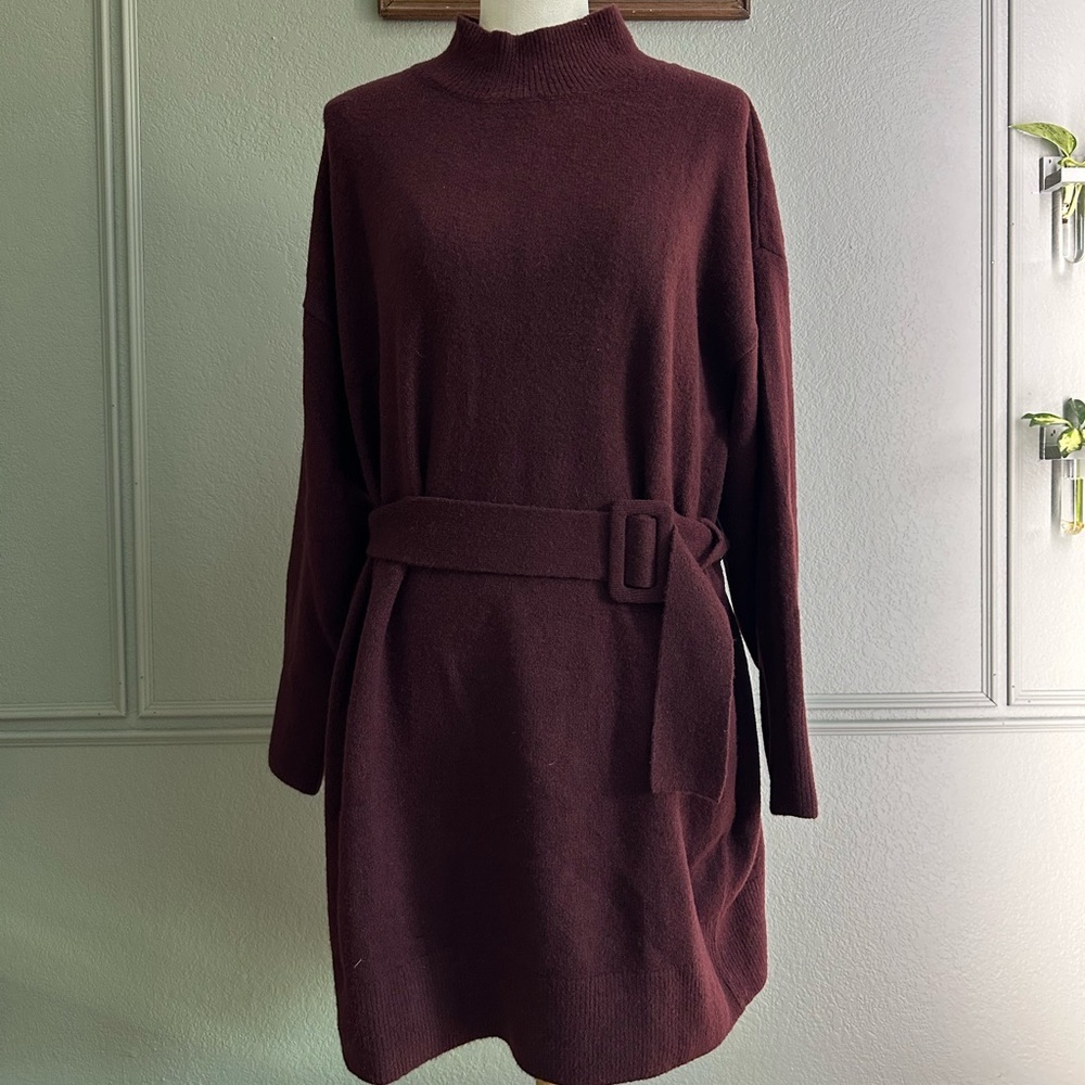 & Other Stories Deep Burgundy Long Sleeve Sweater Dress - SIZE MEDIUM